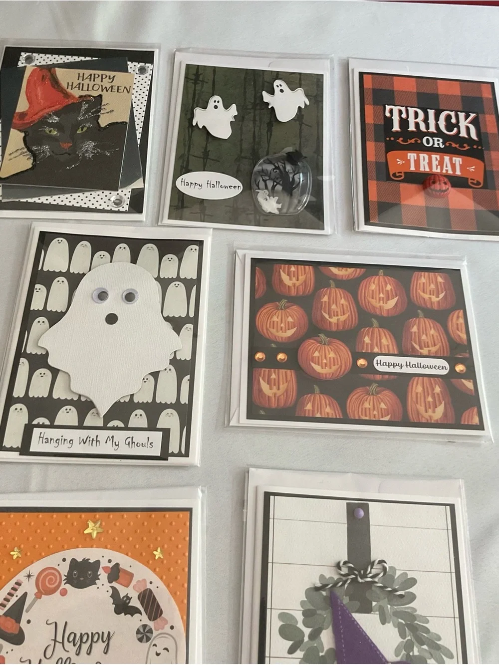 ( Set of 7 ) Handmade Halloween Greeting Cards